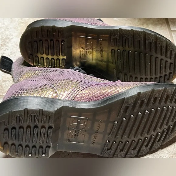 Dr. Marten Pascal Boots Violet Mirror Iridescent Rainbow Mermaid Suede Leather - Picture 6 of 16